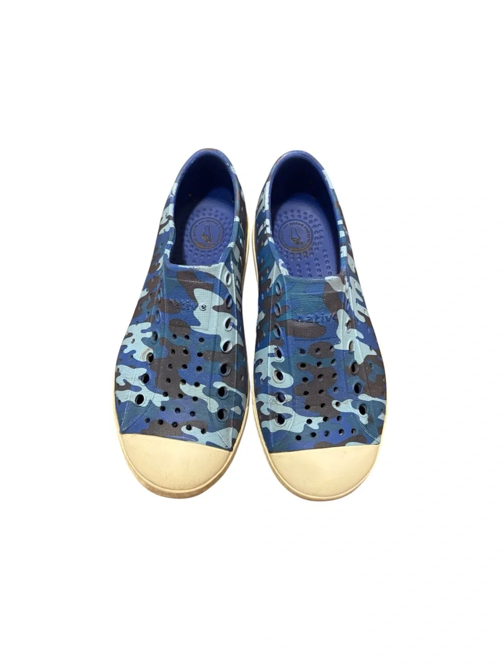 Native Kids Jefferson Slip On Shoes in Blue Camouflage Child Size 11